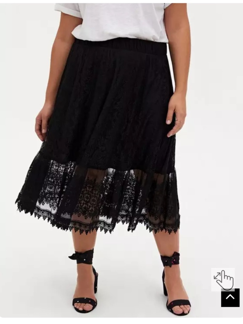 Torrid Lace Black Whimsigoth Full Lined Tiered Flowy Bohemian Skirt 1X - Picture 2 of 12
